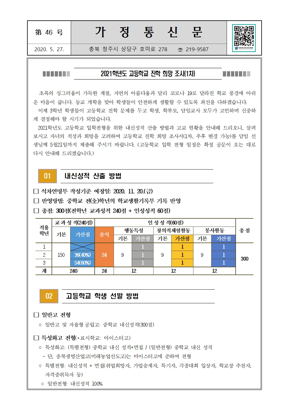 제46호 2021학년도 고등학교 진학 희망조사 가정통신문(1차)001