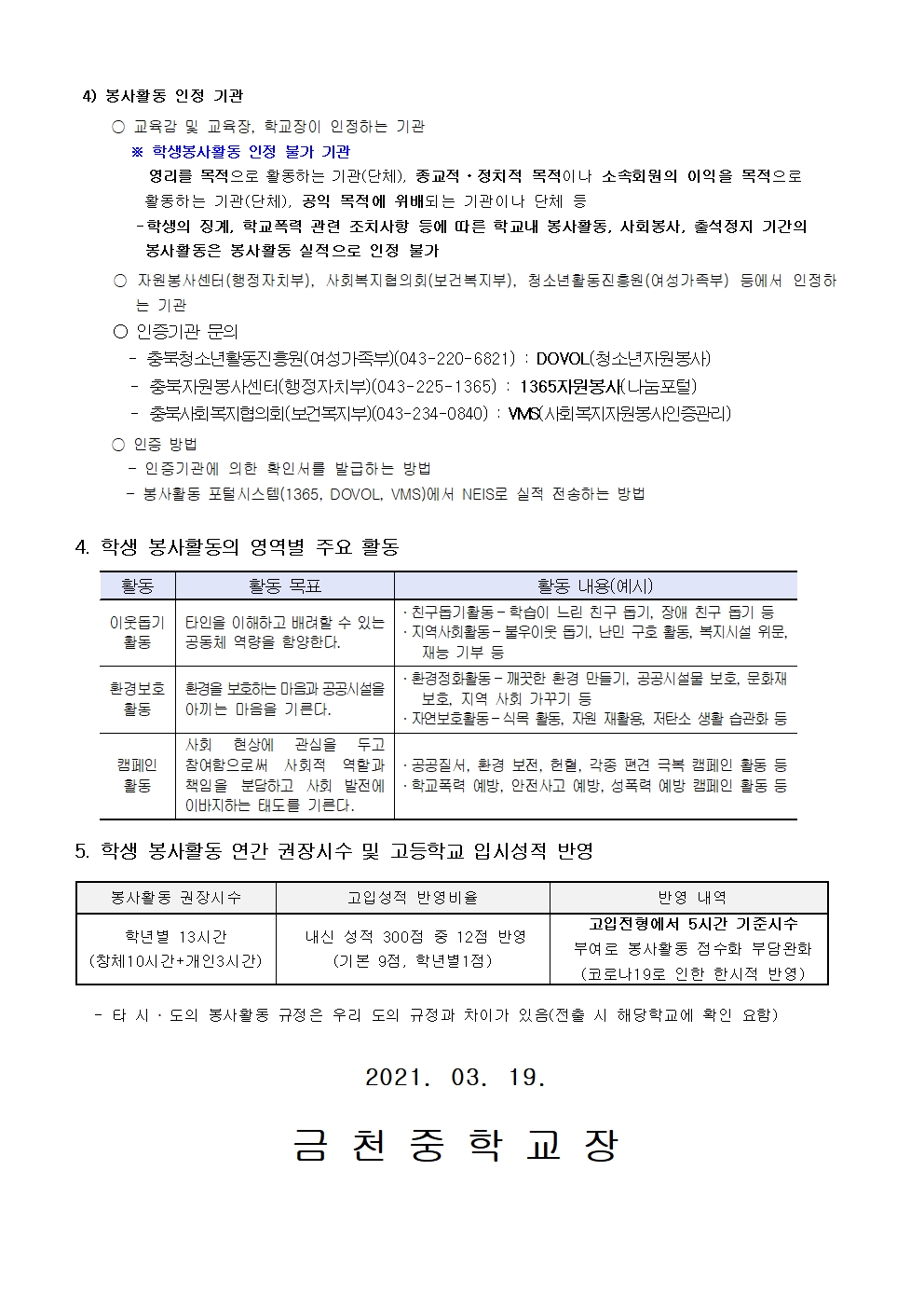 2021. 봉사활동안내 가정통신문002