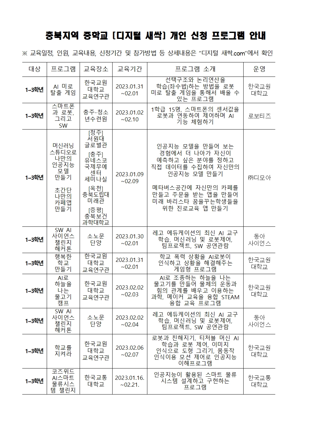 AI·SW 디지털 새싹 캠프 안내 가정통신문002