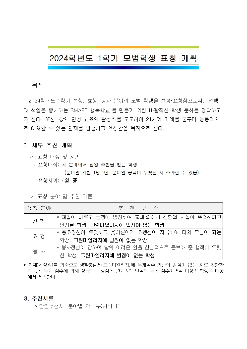 2024. 1학기 모범학생 표창 계획001